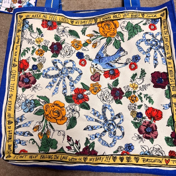 BRIGHTON CANVAS TOTE BAG "TIED WITH LOVE" BRAND NEW - Picture 4 of 14